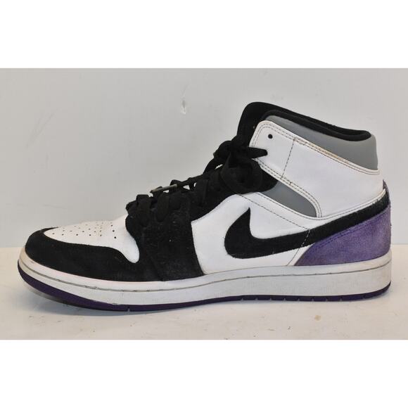 Nike Air Jordan 1 Mid SE White Court Purple Black Men\'s Sz 9 852542-105